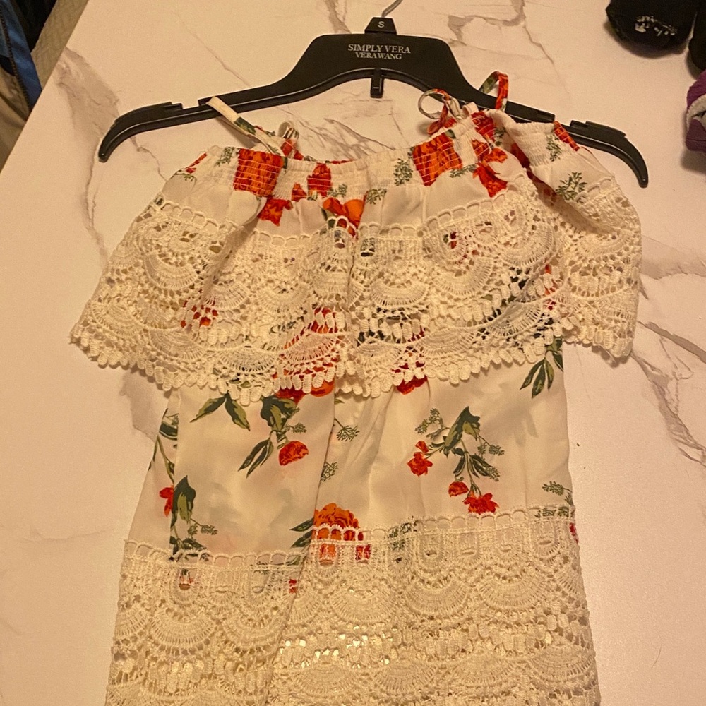 Floral Off-Shoulder Dress with Lace Details